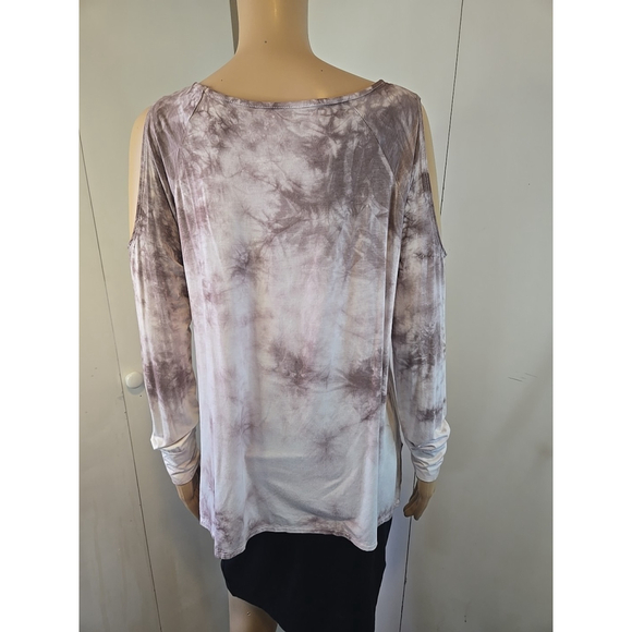 American Eagle Cold Shoulder Tie Dye Top Small Soft Stretch Boho Casual - Picture 7 of 9